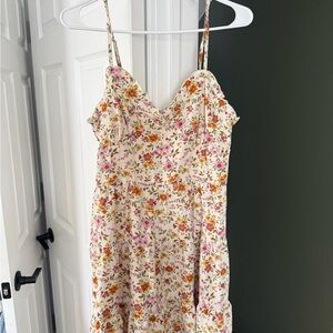 No Boundaries Floral Spaghetti Strap Dress - Cream, Pink, Orange